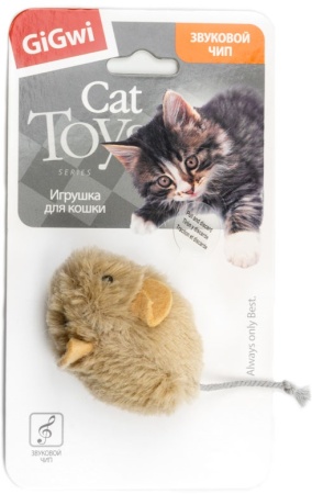 Игрушка для кошки Gigwi 75217 Мышка со звуковым чипом 7см, серия MELODY CHASER
